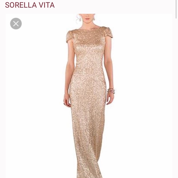 Sorella Vita Gold Sequin bridesmaid dress - Picture 2 of 2